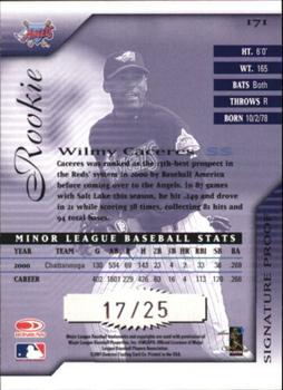 2001 Donruss Signature - Proofs #171 Wilmy Caceres  Back