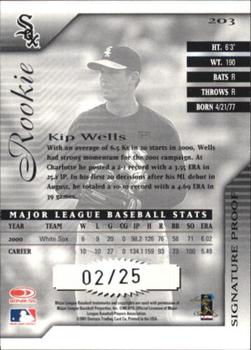 2001 Donruss Signature - Proofs #203 Kip Wells  Back