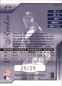 2001 Donruss Signature - Proofs #212 Nick Neugebauer  Back