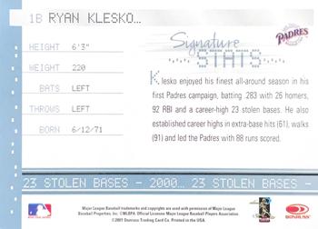 2001 Donruss Signature - Stats #NNO Ryan Klesko Back