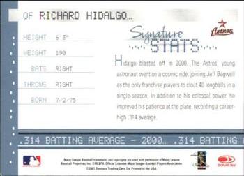 2001 Donruss Signature - Stats Masters Series #NNO Richard Hidalgo Back