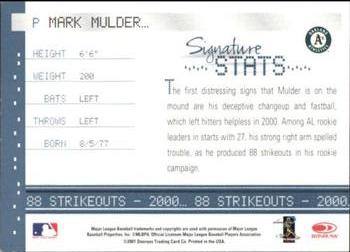 2001 Donruss Signature - Stats Masters Series #NNO Mark Mulder Back