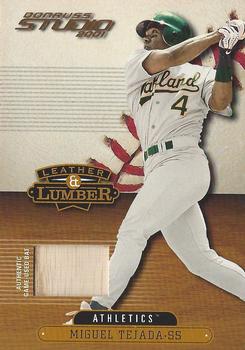 2001 Donruss Studio - Leather and Lumber #LL-3 Miguel Tejada  Front
