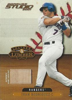 2001 Donruss Studio - Leather and Lumber #LL-7 Ivan Rodriguez  Front
