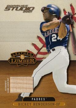 2001 Donruss Studio - Leather and Lumber #LL-14 Rickey Henderson  Front