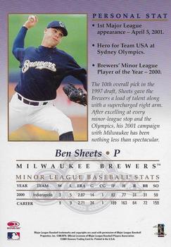 2001 Donruss Studio - Private Signings 5x7 #NNO Ben Sheets  Back