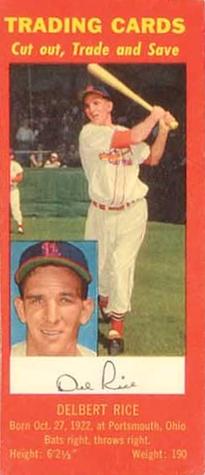 1955 Hunter Wieners St. Louis Cardinals #NNO Delbert Rice Front