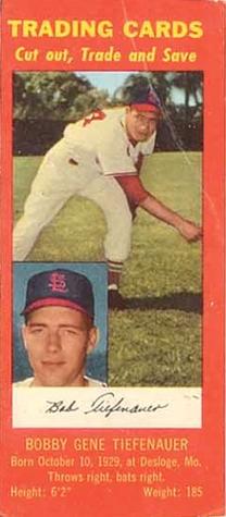 1955 Hunter Wieners St. Louis Cardinals #NNO Bobby Tiefenauer Front