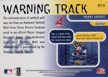 2001 Donruss Studio - Warning Track #WT-15 Manny Ramirez  Back