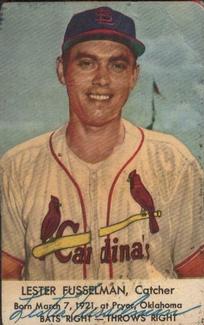 1953 Hunter Wieners St. Louis Cardinals #NNO Lester Fusselman Front