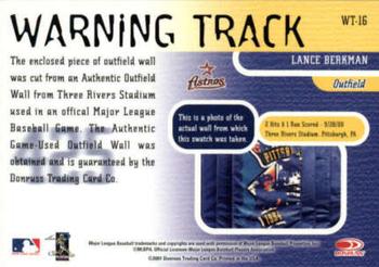 2001 Donruss Studio - Warning Track Autographs #WT16 Lance Berkman  Back