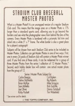 1993 Stadium Club - Info Cards #NNO Info Card: Master Photos Series 1 Back