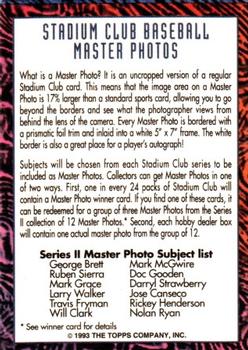 1993 Stadium Club - Info Cards #NNO Info Card: Master Photos Series 2 Back