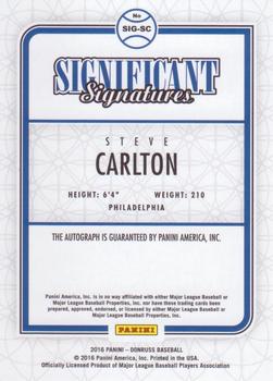 2016 Donruss - Significant Signatures Orange #SIG-SC Steve Carlton Back
