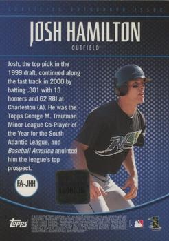 2001 Finest - Autographs #FA-JHH Josh Hamilton  Back