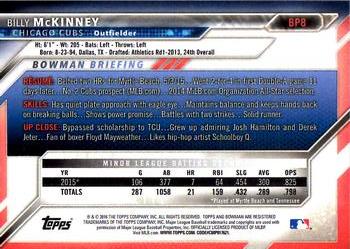 2016 Bowman - Prospects #BP8 Billy McKinney Back