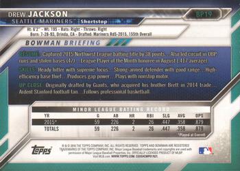 2016 Bowman - Prospects #BP19 Drew Jackson Back