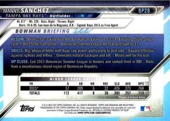 2016 Bowman - Prospects #BP28 Manny Sanchez Back