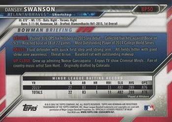 2016 Bowman - Prospects #BP50 Dansby Swanson Back
