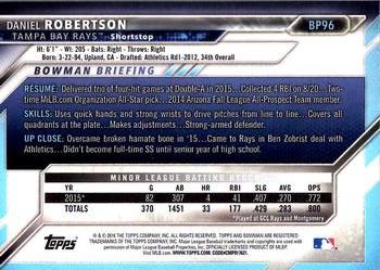 2016 Bowman - Prospects #BP96 Daniel Robertson Back