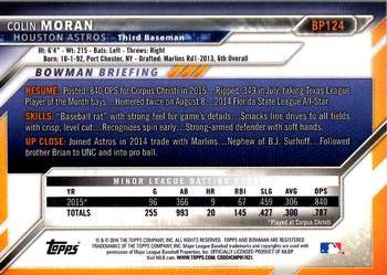 2016 Bowman - Prospects #BP124 Colin Moran Back