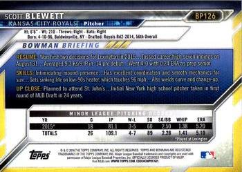 2016 Bowman - Prospects #BP126 Scott Blewett Back