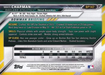 2016 Bowman - Prospects #BP147 Matt Chapman Back