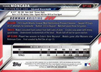 2016 Bowman - Prospects #BP148 Yoan Moncada Back