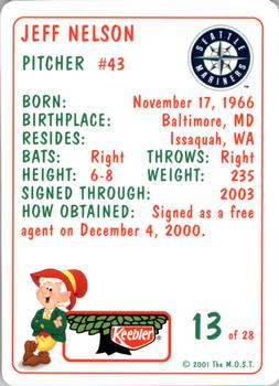 2001 Keebler Seattle Mariners #13 Jeff Nelson Back