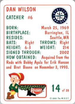 2001 Keebler Seattle Mariners #14 Dan Wilson Back