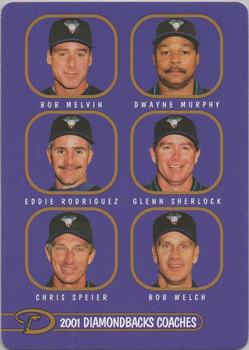 2001 Keebler Arizona Diamondbacks #28 Coaches (Bob Melvin / Eddie Rodriguez / Dwayne Murphy / Chris Speier / Glenn Sherlock / Bob Welch) Front