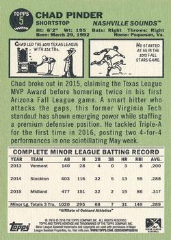 2016 Topps Heritage Minor League #5 Chad Pinder Back
