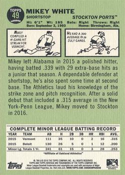 2016 Topps Heritage Minor League #49 Mikey White Back