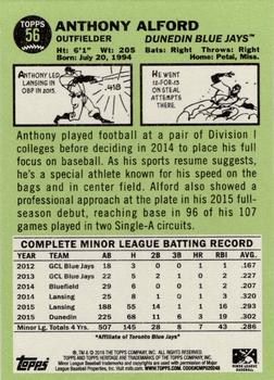 2016 Topps Heritage Minor League #56 Anthony Alford Back
