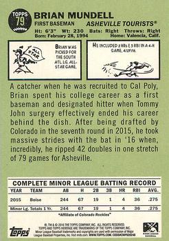 2016 Topps Heritage Minor League #79 Brian Mundell Back