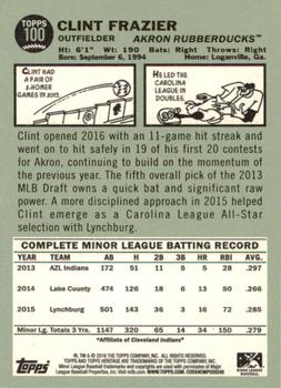 2016 Topps Heritage Minor League #100 Clint Frazier Back