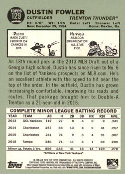 2016 Topps Heritage Minor League #129 Dustin Fowler Back