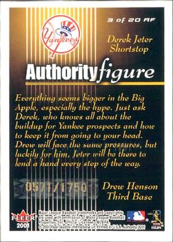 2001 Fleer Authority - Authority Figure #3 AF Derek Jeter / Drew Henson  Back