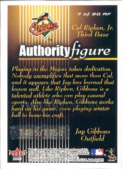 2001 Fleer Authority - Authority Figure #7 AF Cal Ripken, Jr. / Jay Gibbons Back