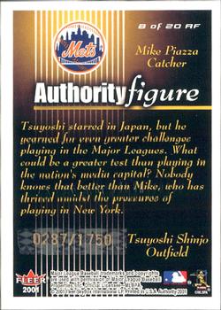 2001 Fleer Authority - Authority Figure #8 AF Mike Piazza / Tsuyoshi Shinjo  Back