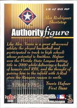 2001 Fleer Authority - Authority Figure #13 AF Alex Rodriguez / Travis Hafner  Back