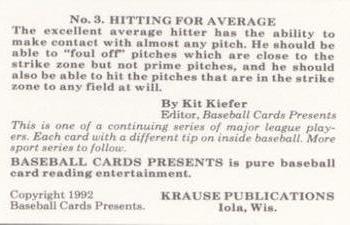 1992 Baseball Cards Presents Sports Card Boom Repli-Cards #3 Terry Pendleton Back