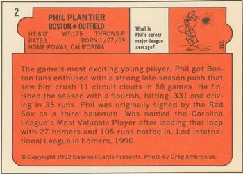 1992 Baseball Cards Presents Beginners Guide to Card Collecting Repli-Cards #2 Phil Plantier Back