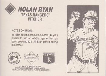 1992 Barry Colla Nolan Ryan #2 Nolan Ryan Back
