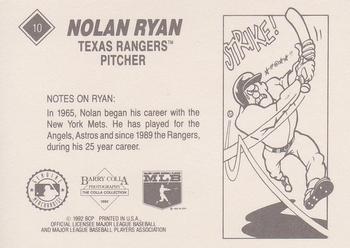 1992 Barry Colla Nolan Ryan #10 Nolan Ryan Back