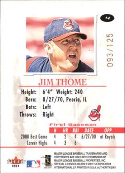 2001 Fleer Authority - Prominence #4 Jim Thome  Back