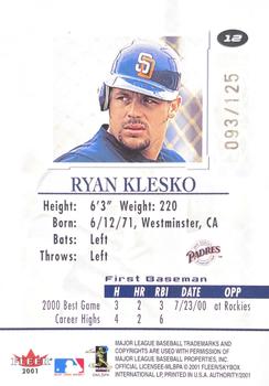 2001 Fleer Authority - Prominence #12 Ryan Klesko  Back