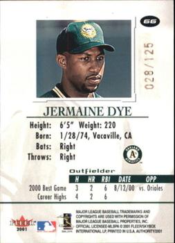 2001 Fleer Authority - Prominence #66 Jermaine Dye  Back