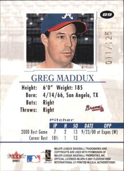 2001 Fleer Authority - Prominence #89 Greg Maddux  Back
