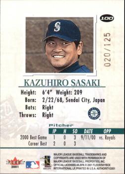 2001 Fleer Authority - Prominence #100 Kazuhiro Sasaki  Back